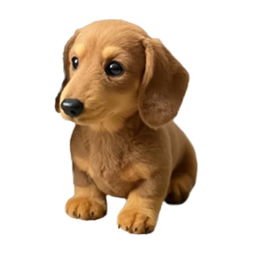 Dackel Kuscheltier,17x15cm Stress Lindert Fühlt Sich Wie Echt An Hund,Dackel Stofftier Plüschtier Emotionale Heilung Auf Anfrage,Süßes Realistisches Wurst Hunde Schlaf Plüschkissen,Schwarz Plüschhund von Generisch