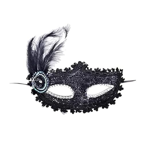 Damen Elegant Spitze Halbe Gesicht Maske Halloween Weihnachten Cosplay Maskerade Party Atmungsaktiv Design Einstellbare Passform Mode Kostüm von Generisch