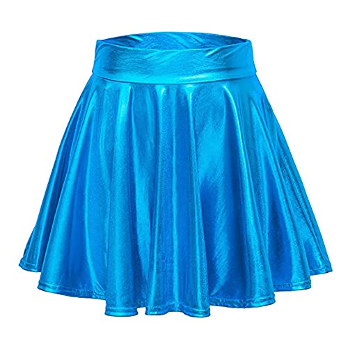 Damen Glänzend Metallisch Mini Rock Elastische Hohe Taille Ausgestellte Skater Röcke Faltenrock Minirock Plisseerock Tanz Rock Für Karneval Kostüm Space Girl Faschingskostüme Blau Damen Glänzend Metallisch Mini Rock Elastische Hohe Taille Ausgestellte Skater Röcke Faltenrock Minirock Plisseerock Tanz Rock Für Karneval Kostüm Space Girl Faschingskostüme Blau von Generisch