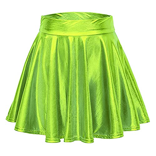 Damen Glänzend Metallisch Mini Rock Elastische Hohe Taille Ausgestellte Skater Röcke Faltenrock Minirock Plisseerock Tanz Rock Für Karneval Kostüm Space Girl Faschingskostüme Grün Damen Glänzend Metallisch Mini Rock Elastische Hohe Taille Ausgestellte Skater Röcke Faltenrock Minirock Plisseerock Tanz Rock Für Karneval Kostüm Space Girl Faschingskostüme Grün von Generisch