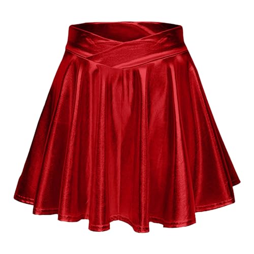 Damen Glänzend Metallisch Mini Rock Elastische Hohe Taille Ausgestellte Skater Röcke Faltenrock Minirock Plisseerock Tanz Rock Für Karneval Kostüm Space Girl Faschingskostüme Rot Damen Glänzend Metallisch Mini Rock Elastische Hohe Taille Ausgestellte Skater Röcke Faltenrock Minirock Plisseerock Tanz Rock Für Karneval Kostüm Space Girl Faschingskostüme Rot von Generisch