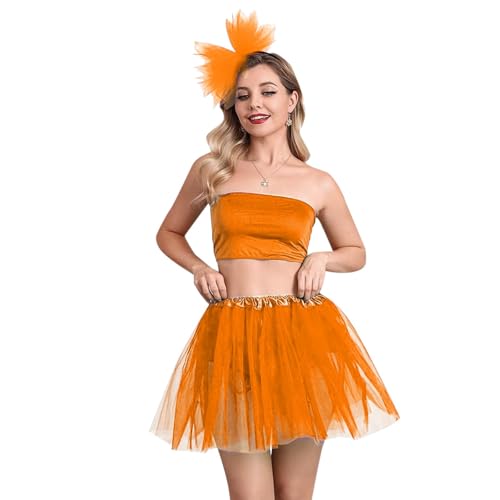 Damen Haarreif Tüllrock Set Tutu Röcke Klassisch Elastisch Mehrfarbige 3 Lagig Tüll Tüllrock Einfarbig Tanzrock Ballettrock Festliche Minirock Unterrock Fasching Party Cosplay Karneval Kostüm Orange Damen Haarreif Tüllrock Set Tutu Röcke Klassisch Elastisch Mehrfarbige 3 Lagig Tüll Tüllrock Einfarbig Tanzrock Ballettrock Festliche Minirock Unterrock Fasching Party Cosplay Karneval Kostüm Orange von Generisch