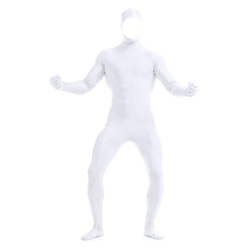 Damen Herren Greenscreen Anzug Suit Body Ganzkörper-Overall für Erwachsene Open Face Cosplay Jumpsuit Ganzkörperanzug Tight Slenderman Kostüm Bodysuit Orange Karneval Halloween Weihnachten Kostüm von Generisch