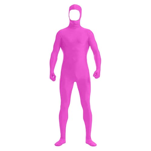 Damen Herren Greenscreen Anzug Suit Body Ganzkörper-Overall für Erwachsene Open Face Cosplay Jumpsuit Ganzkörperanzug Tight Slenderman Kostüm Bodysuit Orange Karneval Halloween Weihnachten Kostüm von Generisch