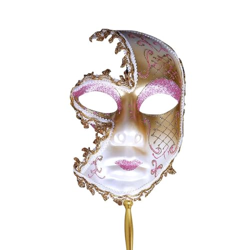 Damen Karneval Maskenball Venezianische Maske Masken Kostüm Ball Fasching Halloween Venezianisch Gesicht Augenmaske Gesichtsmaske Weiß Venezianische-Masken Für Kleid von Generisch