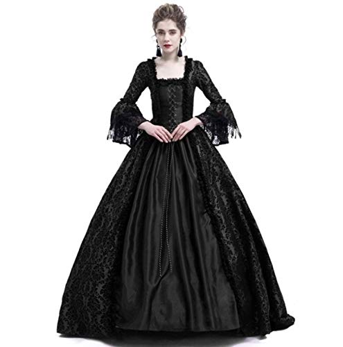 Damen Renaissance Marie Antoinette Ballkleid Viktorianisches Mittelalter Blumendruck Halloween Party Kostüm, Schwarz , 46 Damen Renaissance Marie Antoinette Ballkleid Viktorianisches Mittelalter Blumendruck Halloween Party Kostüm, Schwarz , 46 von Generisch
