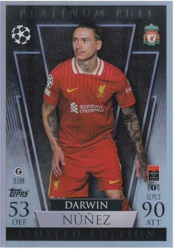 Darwin Nunez t 9.5M Topps Limited Edition Platinum Pull Fußball Sammelkarte LE PL 2 Darwin Nunez t 9.5M Topps Limited Edition Platinum Pull Fußball Sammelkarte LE PL 2 von Generisch
