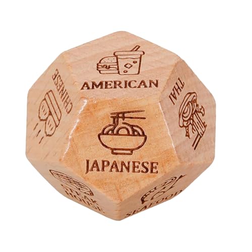 Date Night Dice - Holzkostentscheidung Würfel | Holz-Dating-Entscheidung, 12-seitige Lebensmittelauswahl, Wiederverwendbare Paar-Spielspaß für Erwachsene, Paare Date Night Dice - Holzkostentscheidung Würfel | Holz-Dating-Entscheidung, 12-seitige Lebensmittelauswahl, Wiederverwendbare Paar-Spielspaß für Erwachsene, Paare von Generisch