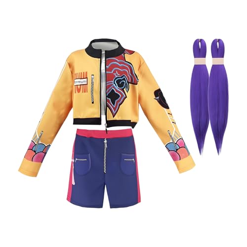 De mon Hunters Kostüm mit Perücke, Halloween Kostüm Cosplay Party Carnival Outfit, Pop -Sänger Idol Bühne Rollenspiel, Halloween Dress Up for Women Girls von Generisch