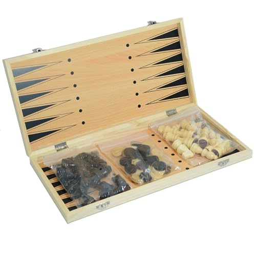 Deluxe 3-in-1 Chess Checkers Backgammon Foldable Board Game Combo Set, Portable Travel Game for Kids and Adults Deluxe 3-in-1 Chess Checkers Backgammon Foldable Board Game Combo Set, Portable Travel Game for Kids and Adults von Generisch