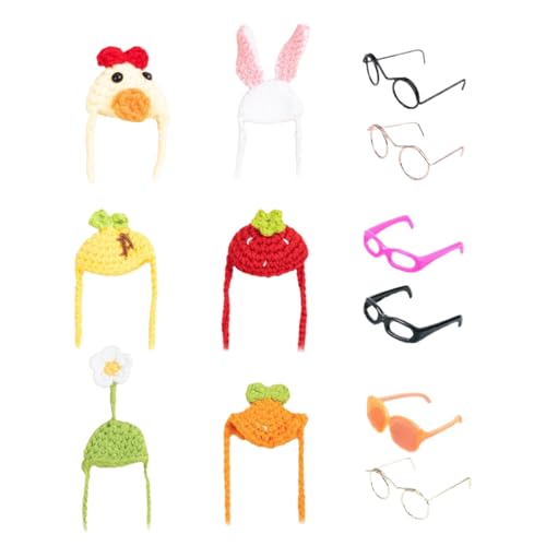 Desk Geese Outfits, Knitted Hats with Sunglasses, Geese Statue Accessories, Decorative Figurine Hats, Living Room Mantel Centerpiece, Bedroom Shelf Display 5.91x3.94 Inches von Generisch