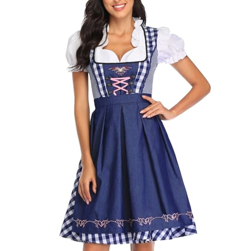 Deutsches Kleid | Plaid Deutscher Ethno Stil Frauen Oktoberfest Dirndl Kostüm | Drindl Kostüm Bier Karneval Outfits für Bierfest Party Deutsches Kleid | Plaid Deutscher Ethno Stil Frauen Oktoberfest Dirndl Kostüm | Drindl Kostüm Bier Karneval Outfits für Bierfest Party von Generisch