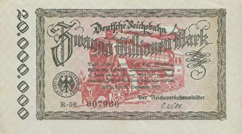 Deutsches Reich Pick-Nr: S1015bF Inflationsgeld der Deutschen Reichsbahn Berlin leicht gebraucht (II) 1923 20 Millionen Mark (Banknoten für Sammler) von Generisch