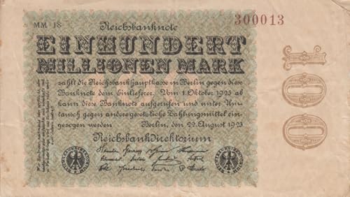 Deutsches Reich Rosenbg: 106v, Wasserzeichen Rauten gebraucht (III) 1923 100 Millionen Mark (Banknoten für Sammler) von Generisch