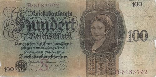 Deutsches Reich Rosenbg: 171a gebraucht (III) Udr.- BST. S, Serien: B 1924 100 Reichsmark (Banknoten für Sammler) von Generisch