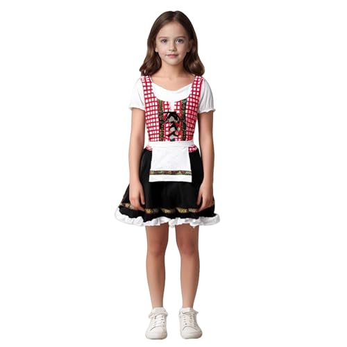Deutsches traditionelles Oktoberfestkostüm für Kinder, bayerisches Dirndlkleid mit kariertem Aufdruck, Folk-Performance-Outfit, Cosplay-Party-Bekleidung Deku Cosplay Kostüm Kampfanzug (Black, 10-12Y) Deutsches traditionelles Oktoberfestkostüm für Kinder, bayerisches Dirndlkleid mit kariertem Aufdruck, Folk-Performance-Outfit, Cosplay-Party-Bekleidung Deku Cosplay Kostüm Kampfanzug (Black, 10-12Y) von Generisch