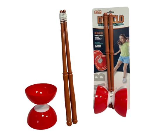 Generisch Diabolo Spiel für Kinder und Erwachsene - Diabolo Jonglierset mit Stäbchen 36 cm - Robust, Langlebig, Fördert Motorik & Koordination , Zufällig von Generisch