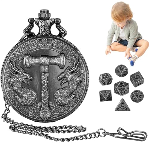Dice Pocket Watch, Unique Dragon Metal Polyhedral Dice, 5.8x4.6x1.5cm, Portable and Stylish, Vintage Pocket Shell, Gothic RPG Board Game Accessory for Party, Family Gatherings Dice Pocket Watch, Unique Dragon Metal Polyhedral Dice, 5.8x4.6x1.5cm, Portable and Stylish, Vintage Pocket Shell, Gothic RPG Board Game Accessory for Party, Family Gatherings von Generisch