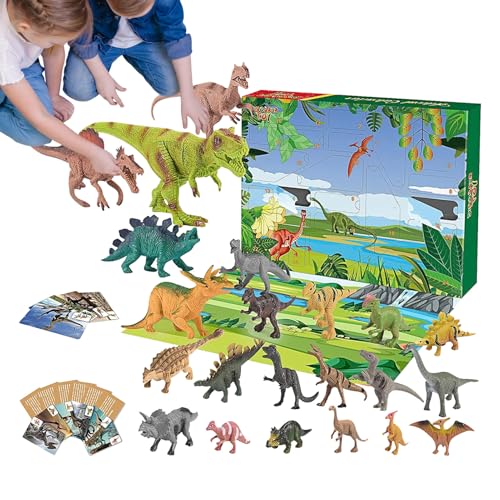 Dinosaur Advent | Figuren von kleinen Dinosauriern mit interaktiven Dinosauriern | Rückwärtszählung 24 Tage für Heimdekoration Weihnachten Geschenk Stocking Dinosaur Advent | Figuren von kleinen Dinosauriern mit interaktiven Dinosauriern | Rückwärtszählung 24 Tage für Heimdekoration Weihnachten Geschenk Stocking von Generisch