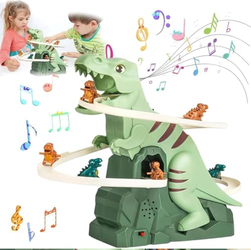Dinosaur Climbing Toy, Dinosaur Slide, Dinosaur Climbing Roller Coas-TER Toy, Dinosaur Climbing Slide Roller Coas-TER, Dino Slide Track with Light and Music, Dinosaur Climbing Slide Toy (Grün) von Generisch