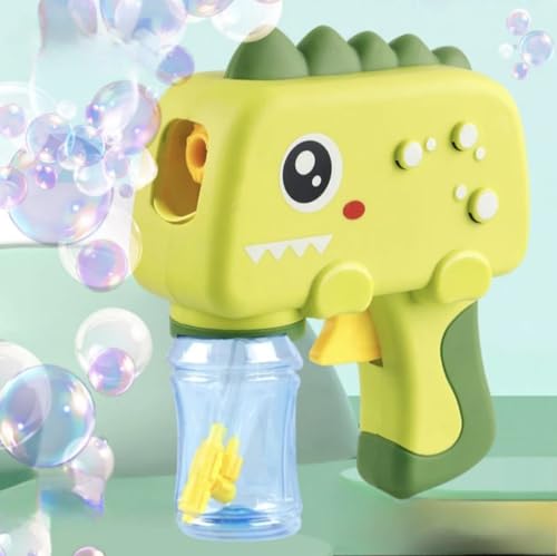 Dinosaurier Bubble Gun Seifenblasen Pistole für Kinder Outdoor Spielzeug, Keine Batterien notwendig, ohne Seifenblasenlösung (Gelb) von Generisch