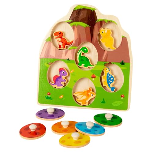 Dinosaurier-Eier-Puzzle – Dinosaurier-Spielzeug für mehrschichtiges Lernen | Holz-Dinosaurier-Matching-Spiel, sensorische Matching-Spiele aus Holz von Generisch