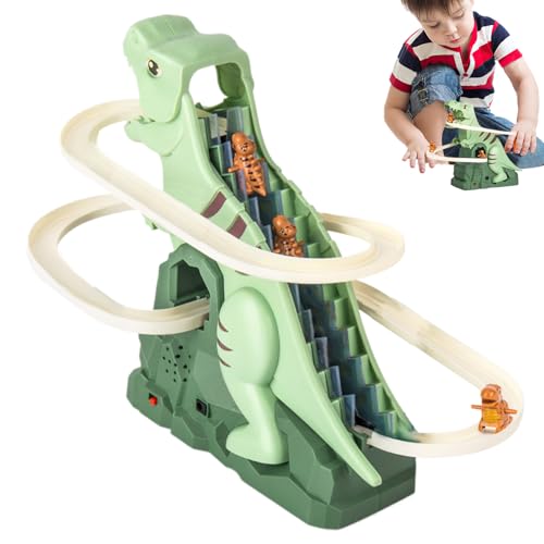 Dinosaurier Klettern Dia Musik Spielzeug, Dinosaurier Electric Treppe Klettern mit Lichtern und Musik, D-ino Jagd Rennstrecke Spiel, Elektrische Rennstrecke Spiel Fun Track Slide Achterbahn Spielzeug von Generisch