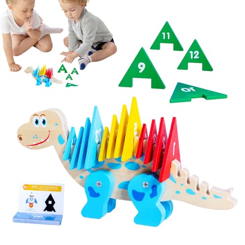 Dinosaurier -Mathematikblöcke, Dinosaurierholz -Bausteine ​​, Interaktiver pädagogischer kognitiver kreatives Puzzlespielzeug, Feinmotorik -Aktivitätsspielzeug, Kinder lernen Spiele für und Mädchen Au von Generisch