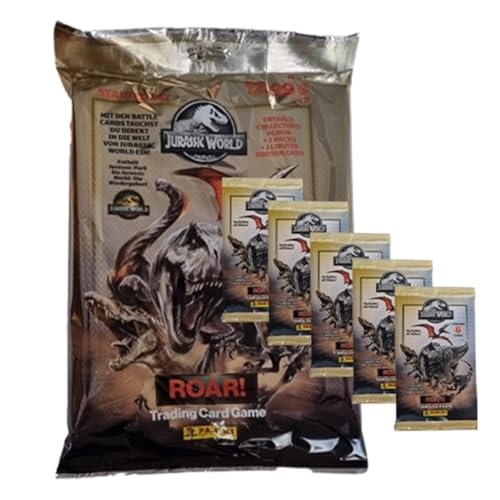 Dinosaurier Trading Cards Roar! | 1x Starterpack + 5X Booster | Sammelkarten Set für Kinder & Erwachsene von Generisch