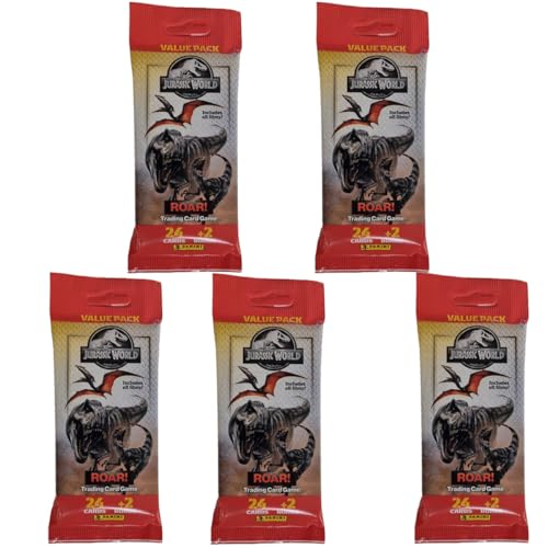 Dinosaurier Trading Cards Roar! | 5X Fat Pack Booster | Sammelkarten Set für Kinder & Erwachsene von Generisch
