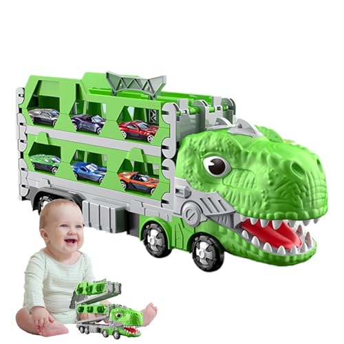 Dinosaurier-Transport-LKW,Dinosaurier-Transporter-LKW - Verwandelter Dinosaurier-Transporter-LKW | 12 Druckguss-Rennwagen, 2-Spieler-Rennmodus, faltbares Kettenfahrzeug-Spielset für 2-, 3-, 4-, 5-, 6- Dinosaurier-Transport-LKW,Dinosaurier-Transporter-LKW - Verwandelter Dinosaurier-Transporter-LKW | 12 Druckguss-Rennwagen, 2-Spieler-Rennmodus, faltbares Kettenfahrzeug-Spielset für 2-, 3-, 4-, 5-, 6- von Generisch