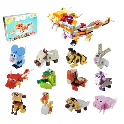 Dinosaurier klemmbausteine Spielzeug,12in1 chinesischer Drache Modell,12 klemmbausteine Tiere,bausteine Erwachsene Jahr des Drachen 2024 Dinosaurier klemmbausteine Spielzeug,12in1 chinesischer Drache Modell,12 klemmbausteine Tiere,bausteine Erwachsene Jahr des Drachen 2024 von Generisch