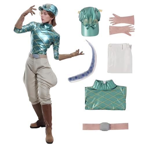 Dio Cosplay-Kostüm, Diego Cosplay-Kostüm, komplettes Set, JJBA, Cosplay-Kostüm mit Hut für Halloween, Comic-Con (Grün, XS) von Generisch