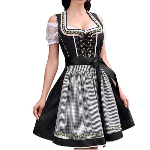 Dirndl Damen Midi Trachtenkleid - Elegantes Dirndl für Frauen: Dirndel mit Dirndlbluse & Dirndlschürze, Perfekt für Oktoberfest & Besondere Anlässe - Midi Dirndl Damen Stilvoll & Traditionell von Generisch