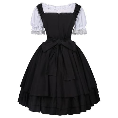 Dirndl Damen midi Karneval Halloween Gothic Lace Cosplay Kleid Mittelalterkleid für Frauen Halloween Bierfest Kostüm Elegantes Outfit mit Rüschen Puffärmeln Chiaki Nanami Cosplay Kostüm (White, XXL) Dirndl Damen midi Karneval Halloween Gothic Lace Cosplay Kleid Mittelalterkleid für Frauen Halloween Bierfest Kostüm Elegantes Outfit mit Rüschen Puffärmeln Chiaki Nanami Cosplay Kostüm (White, XXL) von Generisch