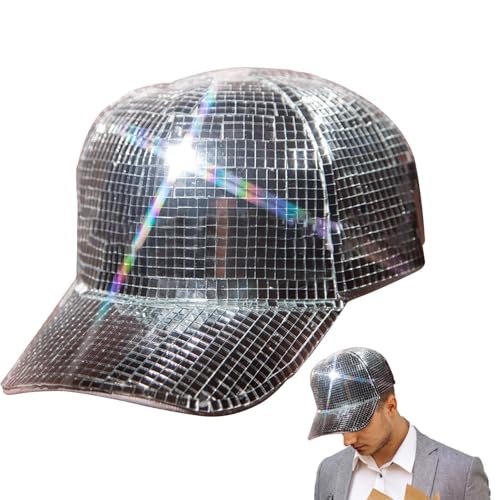 Discokugel Hut, Discokugel Baseball Cap, Disco mirrors Glitter Ball Cowboyhut, Glitzer Discokugel Spiegel Kugelhüte Kleidung, Silber Discokugel Hut, Discokugel Baseball Cap, Disco mirrors Glitter Ball Cowboyhut, Glitzer Discokugel Spiegel Kugelhüte Kleidung, Silber von Generisch