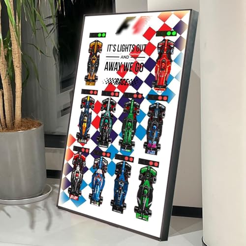 Display Wall Shelf for Lego 77242 77243 77244 Racing - Led Light Wall Mount Display Stand Art Wall Mount Frame for 77249 77250 77251 Construction Kit, Great Gift for Car Lovers (LED-Lichttyp A) von Generisch