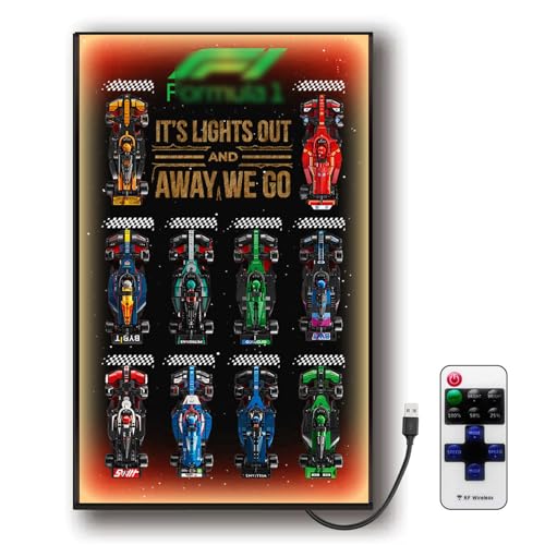 Display Wall Shelf for Lego 77242 77243 77244 Racing - Led Light Wall Mount Display Stand Art Wall Mount Frame for 77249 77250 77251 Construction Kit, Great Gift for Car Lovers (LED-Lichttyp C) von Generisch