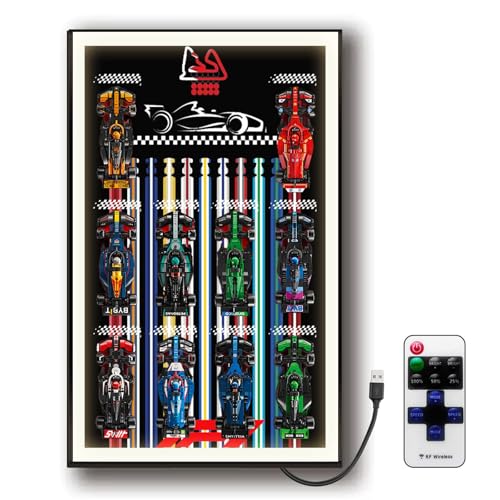 Display Wall Shelf for Lego 77242 77243 77244 Racing - Led Light Wall Mount Display Stand Art Wall Mount Frame for 77249 77250 77251 Construction Kit, Great Gift for Car Lovers (LED-Lichttyp D) von Generisch