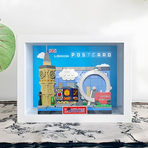 Display Wandboard Wandhalterung für LE-GO 40651 40568 40569 für Postcar*d mit Le-go Hakenhalterung Wandmontage Geschenkideen Dekoration (kein Modell) (40569 London+Weiß) von Generisch