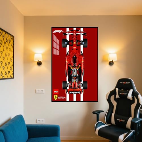 Display Wandboard Wandhalterung für LE-GO für 42207 für Ferrarri SF-2 mit Le-go Auto Haken Halterung Wandmontage Geschenkideen Dekoration (kein Modell) (B) von Generisch