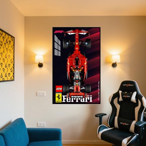 Display Wandboard Wandhalterung für LE-GO für 42207 für Ferrarri SF-2 mit Le-go Auto Haken Halterung Wandmontage Geschenkideen Dekoration (kein Modell) (C) von Generisch