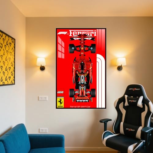 Display Wandboard Wandhalterung für LE-GO für 42207 für Ferrarri SF-2 mit Le-go Auto Haken Halterung Wandmontage Geschenkideen Dekoration (kein Modell) (F) von Generisch