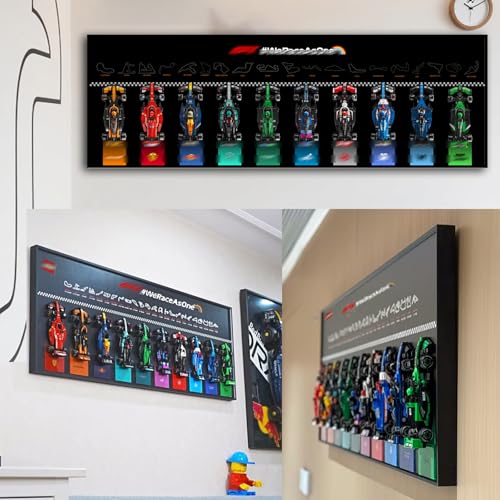 Display-Wandhalterung für Lego Speed Champions F1 Kompatibel Mit 10 Rennwagen 77242-77251,120 * 40 cm Display Wandboard für Lego Auto Weiß (Modelle Nicht enthalten) (Schwarz) von Generisch