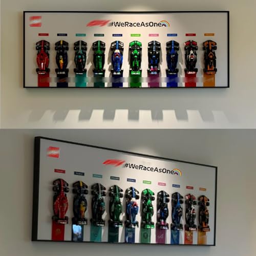 Display-Wandhalterung für Lego Speed Champions F1 Kompatibel Mit 10 Rennwagen 77242-77251,120 * 40 cm Display Wandboard für Lego Auto Weiß (Modelle Nicht enthalten) (Weiß) von Generisch