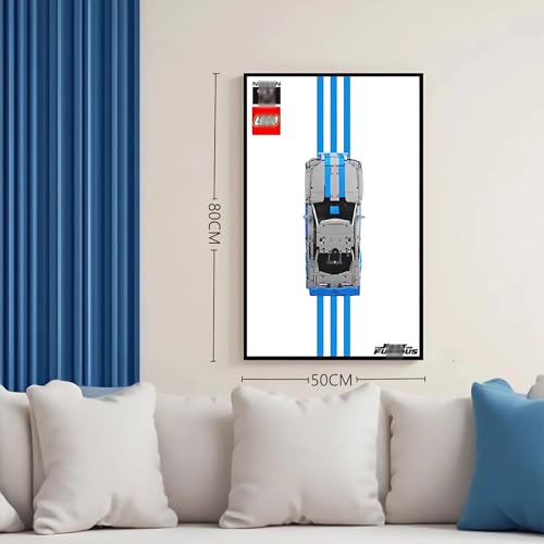 Display-Wandplatte für Le*go 42210 Nissan GTR, Kompatibel mit Lego 42210, Geschenkideen für Lego-Fahrzeug-Wandmontage-Enthusiasten, Nur Wandplatte! Größe: 80 x 50 cm (Schwarz) (Mit Licht A) von Generisch