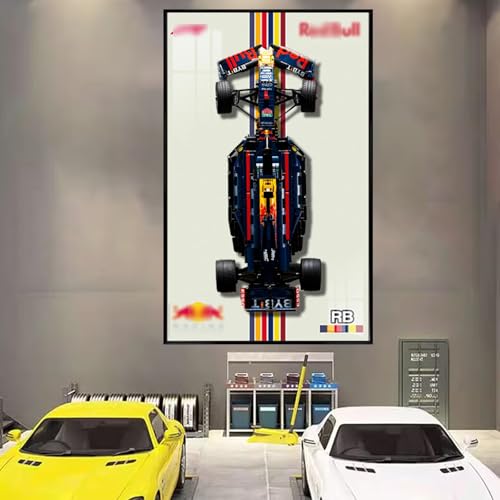 Display-Wandtafel für Lego 42206 technic Oracle Red Bull Racing RB20 F1 Car,80x50 cm Display-Tafel für Lego 42206 Auto-Wandhalterung(Ohne Modell) von Generisch