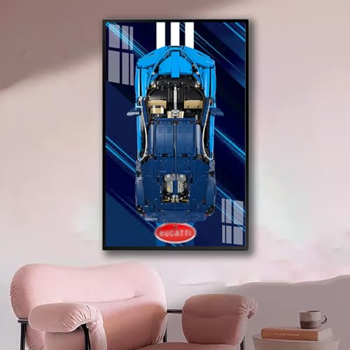 Display-Wandtafel für Lego technlc Bugatti Chiron,80X50cm Display-Tafel für Lego 42083 Auto-Wandhalterung(Ohne Modell) von Generisch