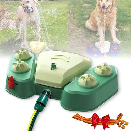 Dog Sprinkler for Outdoor, Paw-Activated Large Dog Water Fountain, with Adjustable Spray Pet Water, for Play and Drinking in Outdoor Garden Yard for Dog (Green) von Generisch