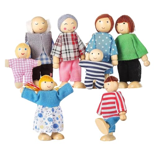 Doll House, Wooden Miniature People, Family Figurines, 8 Piece Doll Set, Realistic for Living Room, Bedroom, Playroom Display, Table Centerpiece, Collectible Showcase Doll House, Wooden Miniature People, Family Figurines, 8 Piece Doll Set, Realistic for Living Room, Bedroom, Playroom Display, Table Centerpiece, Collectible Showcase von Generisch
